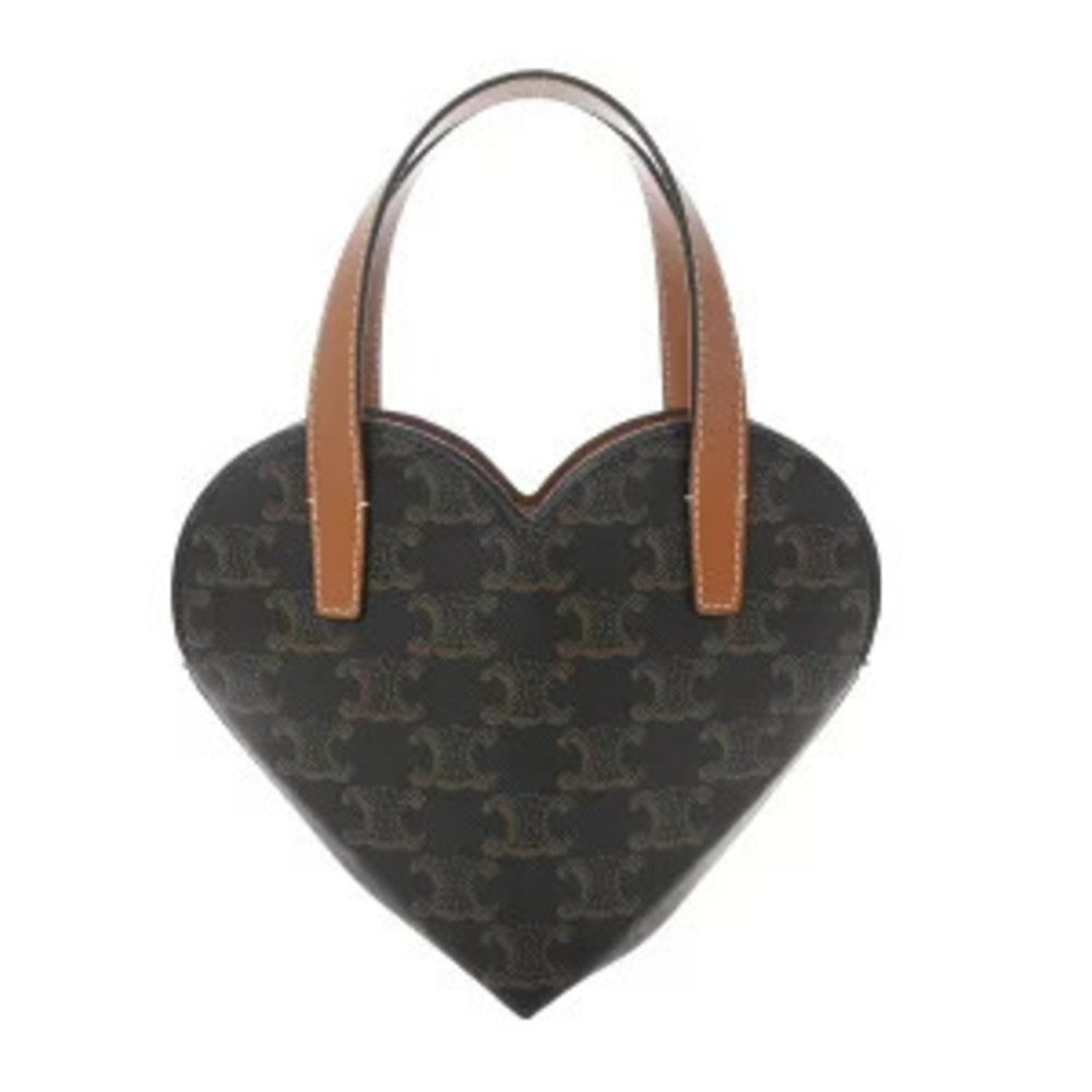 Celine Teen Cool Tan Triomphe Canvas Calfskin Handbag